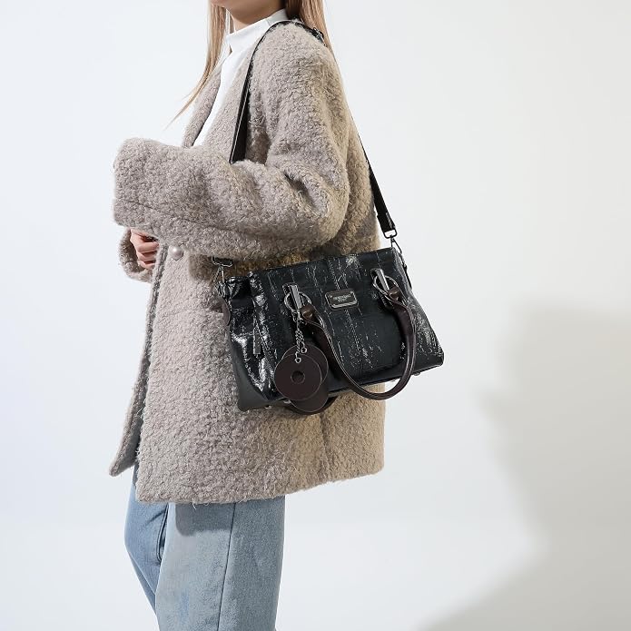 Handbags and Purses for women Vegan Leather Tote Bag for Women Satchel Shoulder Bags Travel Purse with Compartments - Image 2