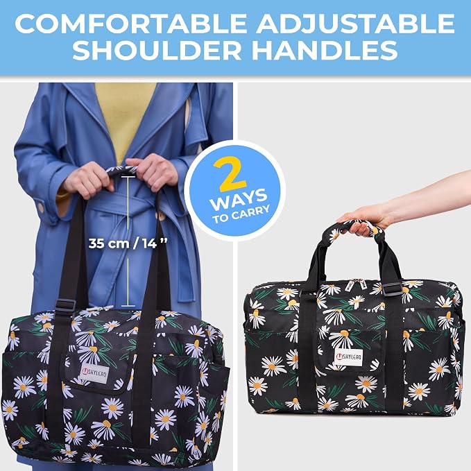 White Peas Nurse Bag & Utility Tote - Waterproof, Top YKK Zip, L18" x H14" x W7" - SHYLERO - Image 9