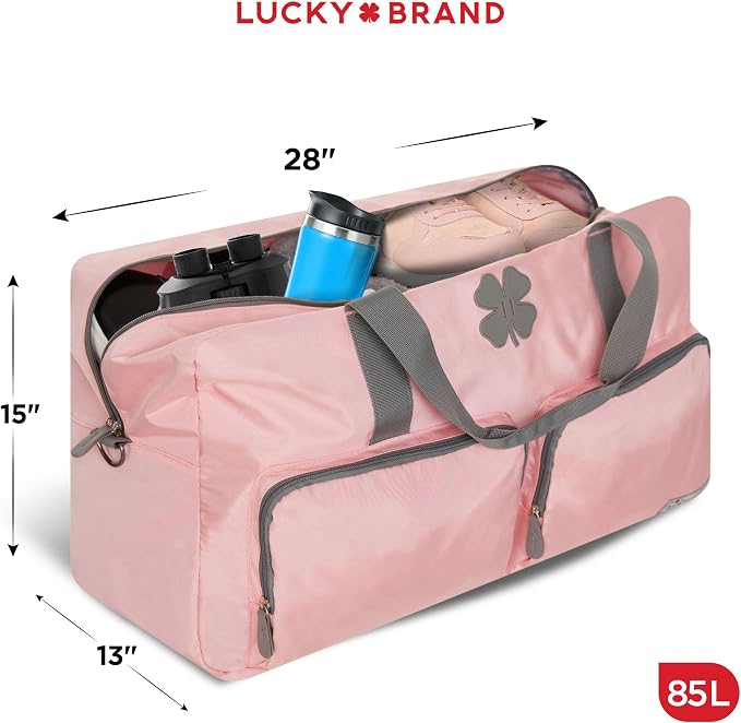 Lucky Brand Large Duffle Bag for Travel, Foldable Weekender Duffel bag | Travel Overnight Duffel bag, Adjustable Shoulder Strap, Front Zip Pockets, Spacious Capacity, Unisex Lightweight Travel Bag - Image 2