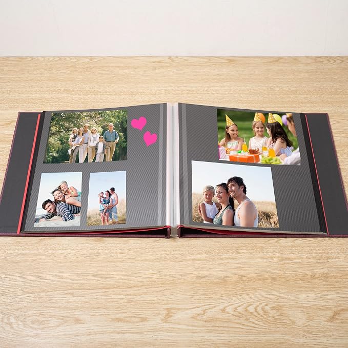 Large Photo Album Self Adhesive for 4x6 8x10 Magnetic Scrapbook Album DIY 60 Black Sticky Pages Linen Cover Photo Album(Purple) - Image 3