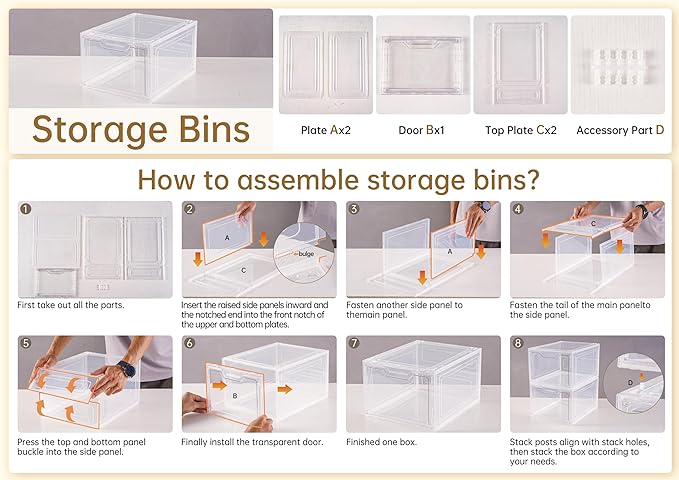 6 Pack Clear Storage Bins with Lids, 19 Qt Closet Organizers and Storage | Stackable, Magnetic Doors, Clothes Organizers and Storage, Purse Organizer, Craft Containers - Image 2