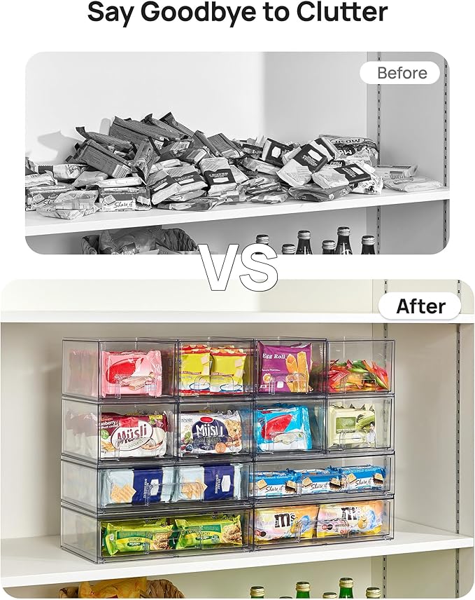 Vtopmart Clear Stackable Storage Drawers Set of 5, Plastic Organizer Bins | Multi-purpose Boxes for Bathroom Accessories, Beauty Supplies, Ideal for Cabinet, Shelf, Pantry, Laundry Room Organization - Image 4