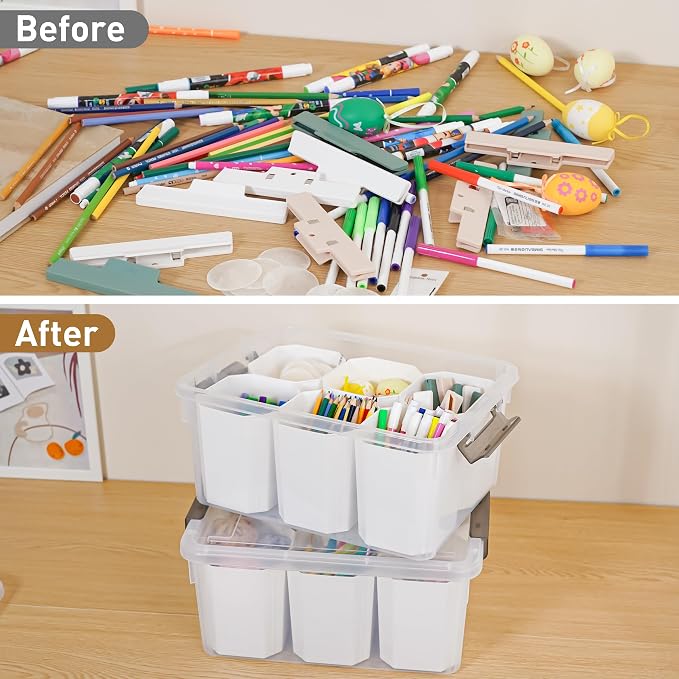 Citylife 17 QT Plastic Storage Bins Clear Storage Box with Lids Multipurpose Stackable Storage Containers for Organizing Tool, Craft, Crayon, 4 Packs - Image 7