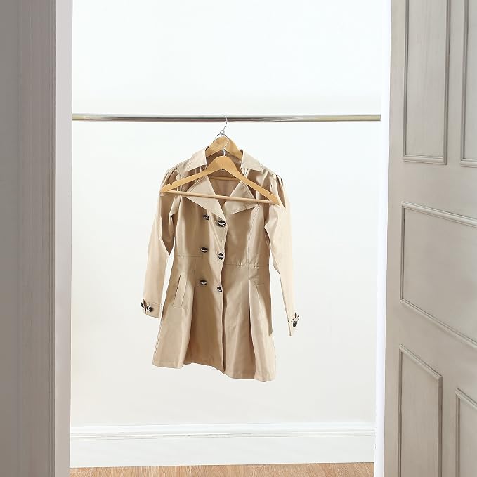 Proman Products Kascade Space Saving Wooden Hangers Clothes Hangers 50 Pack | Hangers with pants bar & shoulder notches feature a cascading design that saves closet space and keeps clothes organized. - Image 2