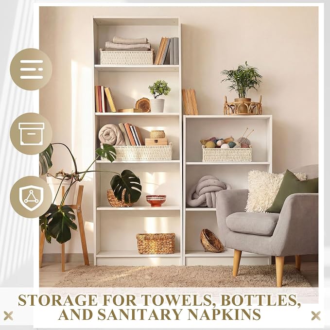 Boao 3 Pcs Boho Storage Wicker Baskets Handmade Woven Decorative Paper Rope Baskets for Organizing with Handle Countertop Toilet Paper Storage Container for Toilet Tank Top (Beige,Rectangle) - Image 7