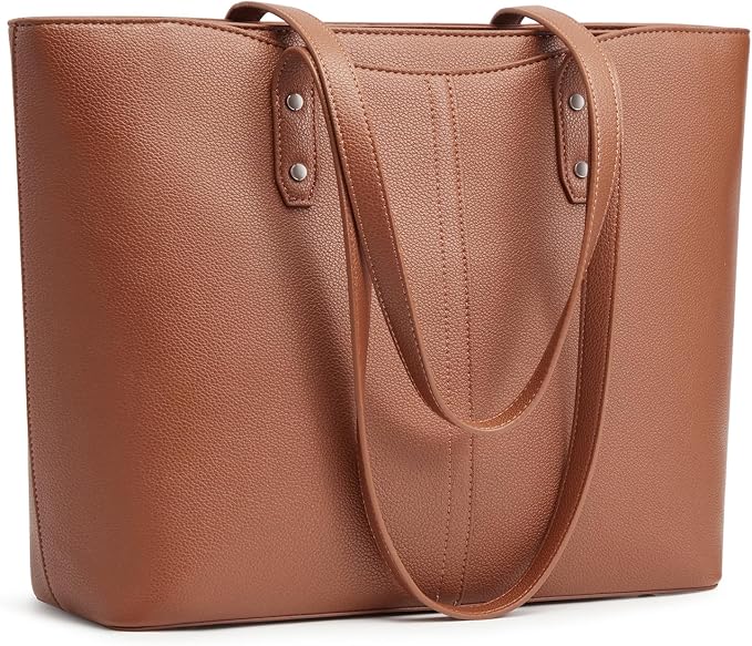 S-ZONE Tote Bag for Women Work Purses Handbags Luggage Strap Large Travel | Padded Laptop Compartment, Multi Pockets, Vegan Leather, Bottom Metal Rivet, Commuting Office Teacher by S-ZONE