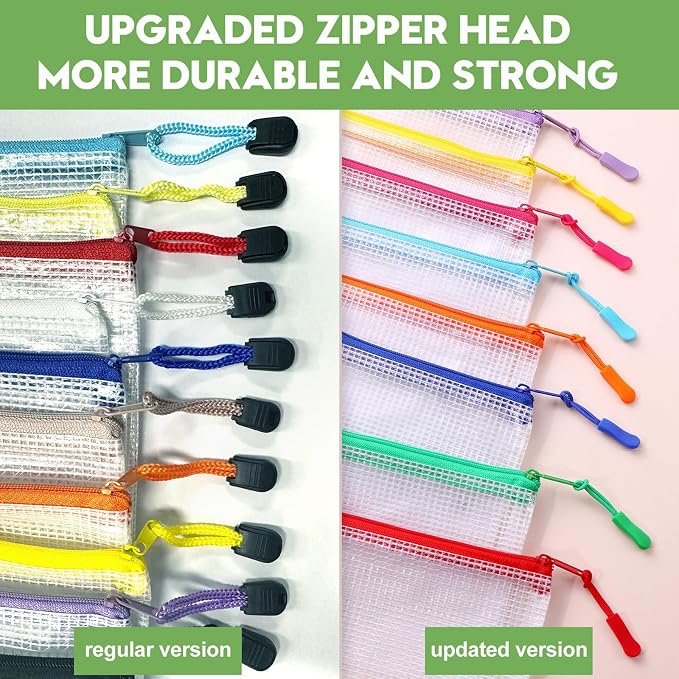 YOPCDJ 24pcs Mesh Zipper Pouch Bags Puzzle Storage Bags, A4 13x9 Inches Large Reusable Zipper Pouches for Classroom Organizing Board Game Home Organization - Image 3