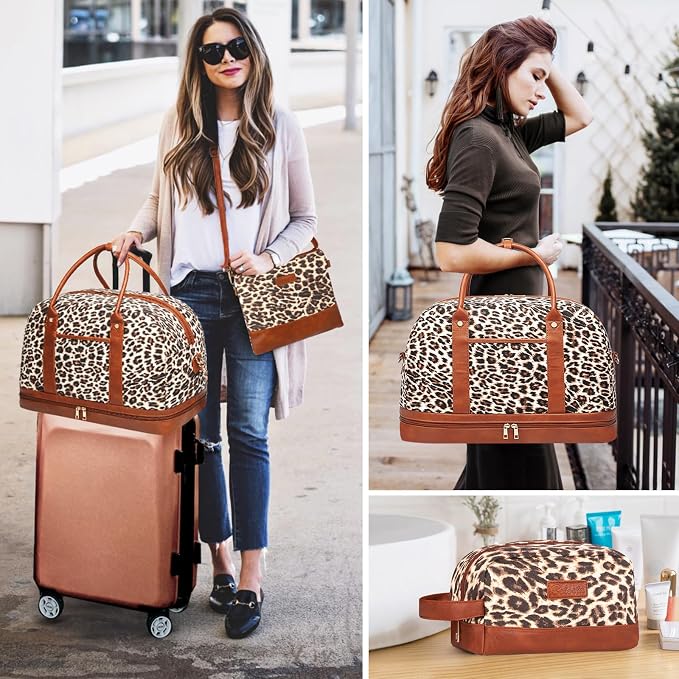 Weekender Bag for Women Canvas Overnight Bag Large Travel Tote Bag Carry on Shoulder Duffle Bag With Shoe Compartment,Perfect for Travel/Daily Use/Birthday Gift … - Image 2
