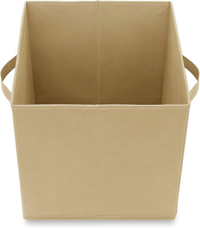 Casafield Set of 12 Collapsible Fabric Cube Storage Bins, Sandy Beige - 11" Foldable Cloth Baskets for Shelves, Cubby Organizers & More - Image 4