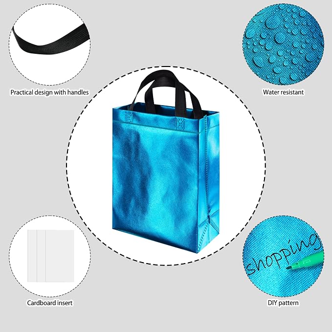 BLEWINDZ 100 Medium Reusable Gift Bags with Handles - Ideal Party Favors & Shopping Bags (10 Colors) - Image 5