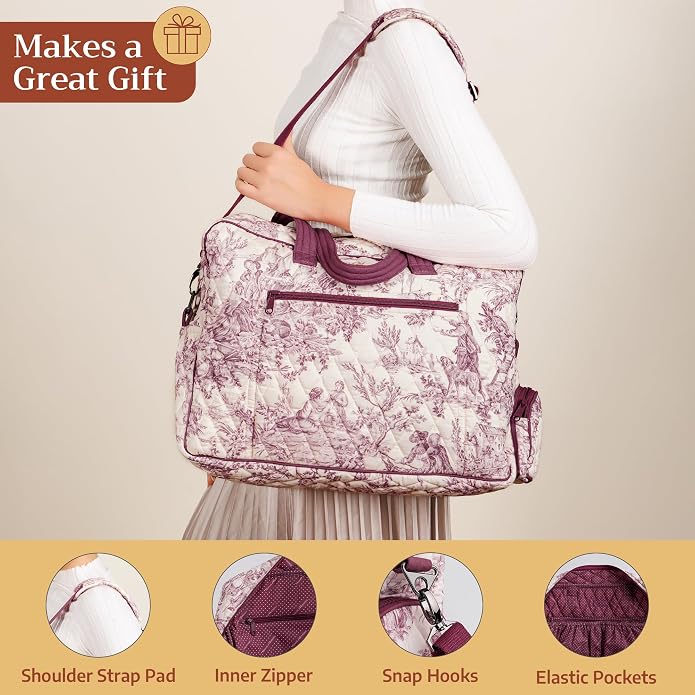 Maison d' Hermine Weekender Bags for Women Cotton Quilted Duffel Overnight Luggage Weekend Bag for Men Gym Gifts Travel | Overnight Luggage Weekend Bag for Men Gym Sports Gifts Duffle bag Business Travellers Trip Spring Summer - Image 6