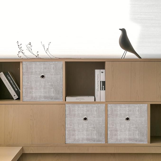 Foldable Storage Cubes Bins ,11 Inch Cloth Storage Cube Fabric Storage Box Cubes Organizer Baskets with Handles for Home Organizer Set of 6 (Cowboy Grey) - Image 4