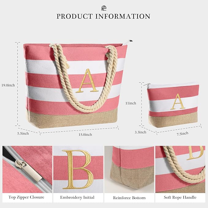 YOOLIFE Beach Bags for Women - Travel Canvas Beach Tote, Pool Waterproof Bag, Travel Essentials, Gifts for Women Birthday - Image 4