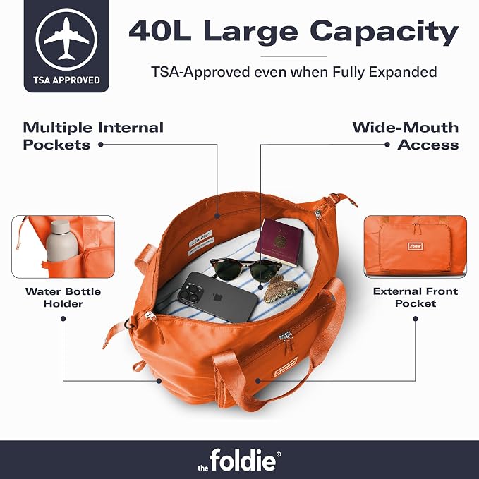 The Foldie Foldable Travel Bag for Women - 40L Weekender Bag with Multiple Pockets - Carry On Expendable Travel Bag - Image 3