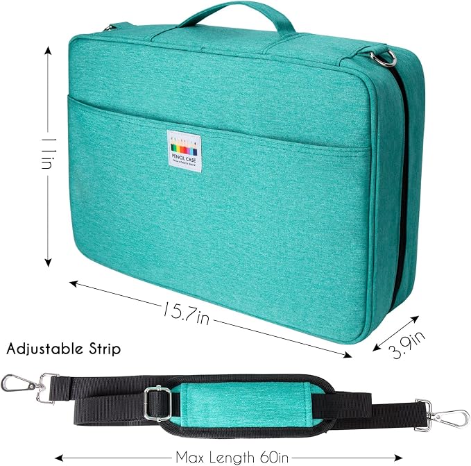 YOUSHARES Organizer Color Pencil 480 Slots - Pen Case Organizer with Handy Wrap & Zipper, Multilayer Holder for Prismacolor Colored Pencils & Gel Pen (Green) - Image 5