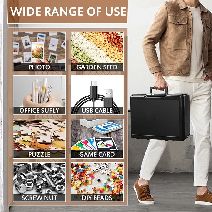 Photo Storage Box 5 x 7 Inches, 18 Inner Extra Large Photo Organizer With Dividers, Acid-Free Photo Storage Containers, Craft Storage Box for Protect Photos, Crafts, Seed, Stamps - Image 6