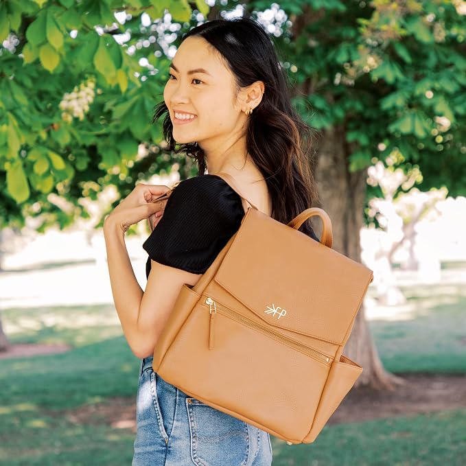 Freshly Picked Mini Diaper Bag II Backpack – Premium Vegan Leather Small Baby Bag without Changing Pad, Compact, Lightweight & Stylish for Moms On-the-Go, Butterscotch - Image 2