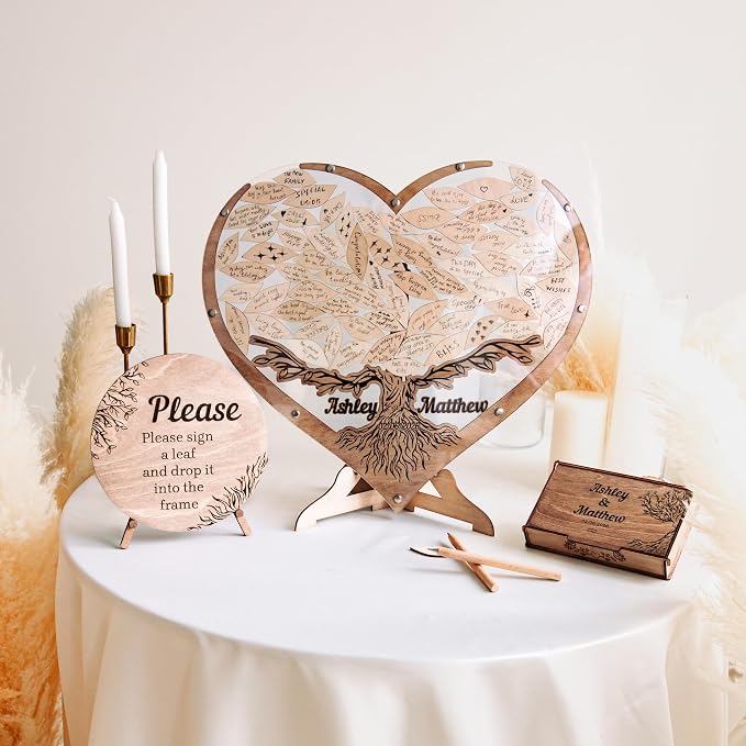Tree Leaves Guest Book | Personalized Wedding Guest Book Alternative | Personalized Maple Tree and Leaves Wedding Guest Book Alternative | Tree Guest Book for Wedding | Drop Box Guest Book - Image 7
