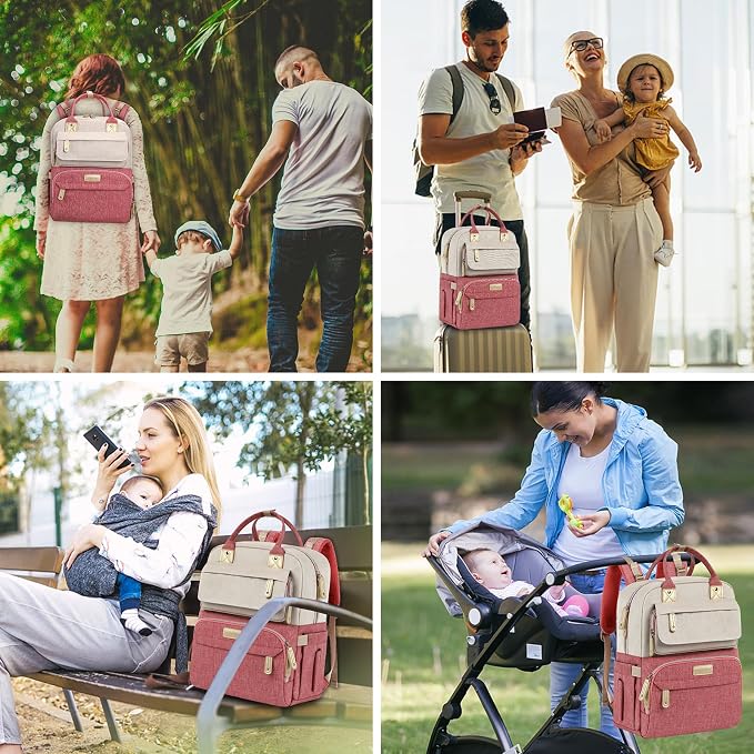 Legestori Diaper Bag Backpack, Baby Girl Diaper Bag, Large Diaper Bag Backpack Gift for Girls, Baby Diper Backpack for Travel with Insulated Pockets and Stroller Straps - Image 2