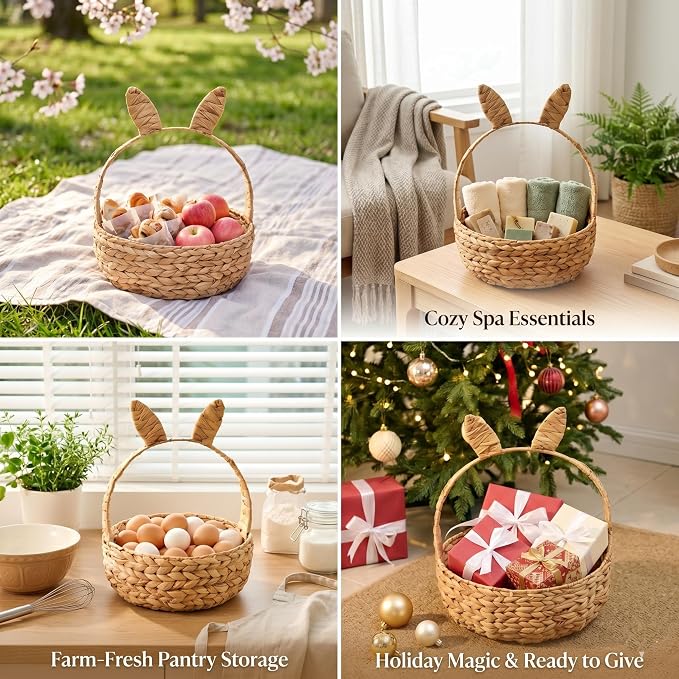NAYA Set of 3 (14.2",11.8"&9.5") Kids Water Hyacinth Storage Baskets | Handwoven water hyacinth basket design for toys, books and nursery organization. - Image 8