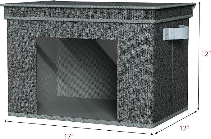 Univivi Fabric Storage Bins with Lids for Closet, 4 Pack, Black | Large Foldable Storage Boxes, Sturdy Collapsible Storage Bins with Clear Window, Storage Bins for Home, Closet, Shelves - Image 2