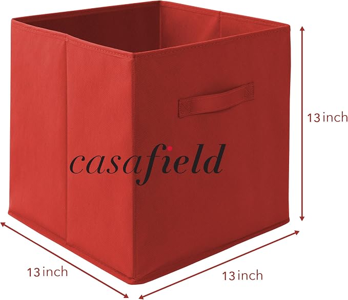 Casafield Set of 12 Collapsible Fabric Cube Storage Bins, Red - 13" Foldable Cloth Baskets for Shelves, Cubby Organizers & More - Image 7