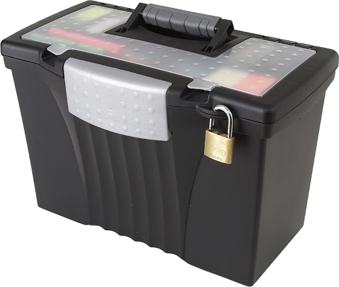 Storex Portable Letter/Legal Filebox with Organizer Lid, Letter/Legal Files, 14.5" X 10.5" X 12", Black - Image 7