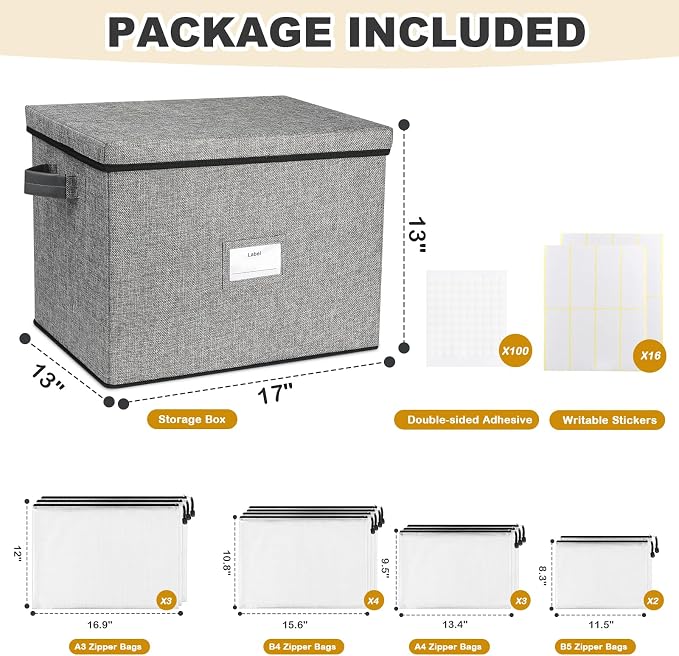 Board Game Storage Box, Board Game Organizer Box with 12pcs Zipper Bags and Writable Stickers, Game Storage Containers with Lid for Office Supplies, Puzzles, Craft Product - Image 2