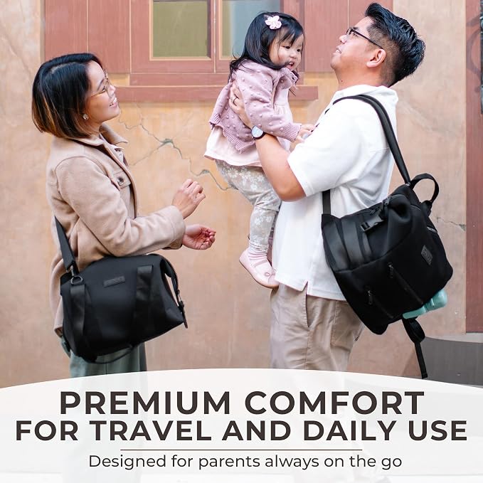 Small Diaper Bag Tote - Lightweight 12x7x8 in Neoprene Diaper Bag with Changing Pad and Pouch, Water-Resistant - Image 5