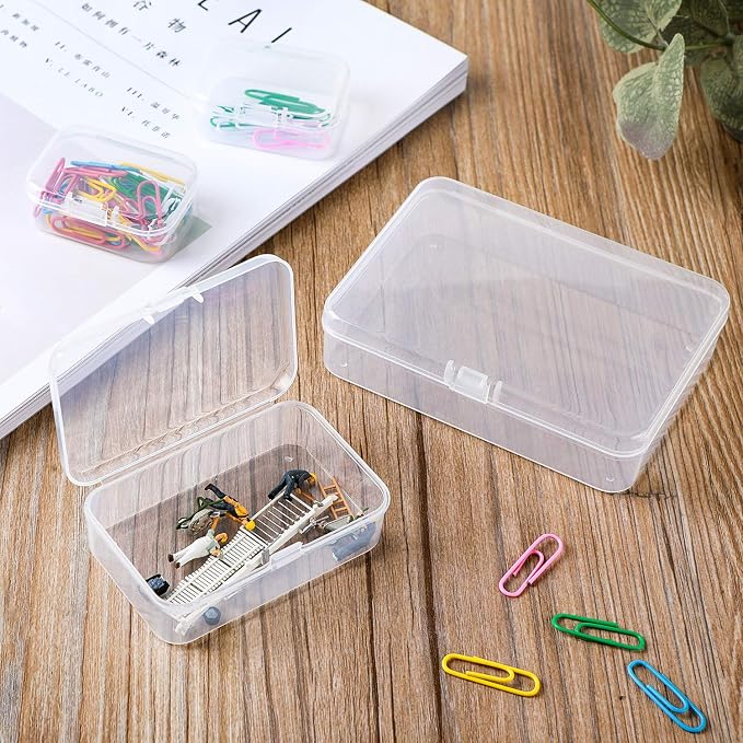 96 Pack Rectangular Clear Plastic Storage Containers | Mixed Sizes, Hinged Lid, For Beads and Small Craft Items - Image 5
