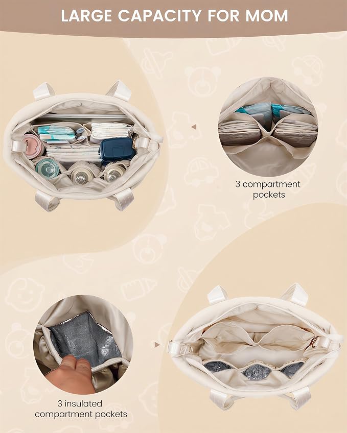 LOVEVOOK Diaper Bag Tote, 15.6 Inch Puffer Diaper Bag, Waterproof Travel Diaper Tote with Changing Pad Pacifier Case - Image 4