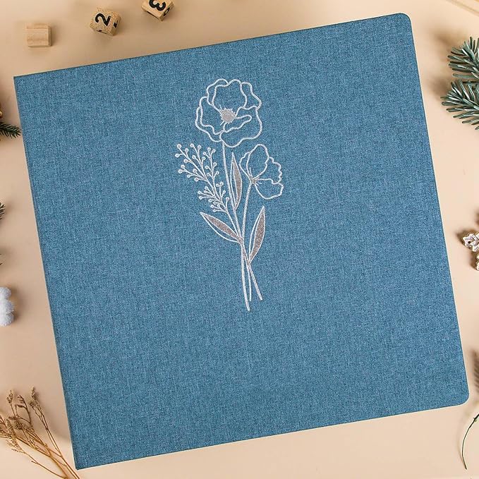 Lanpn 12x12 inch Scrapbook Photo Album, Linen Cover Archival Acid Free Top Load 3 Ring Binder Folder Photo Book 12 x 12 with 30 Plastic Sleeves 60 Pages (Blue) - Image 6