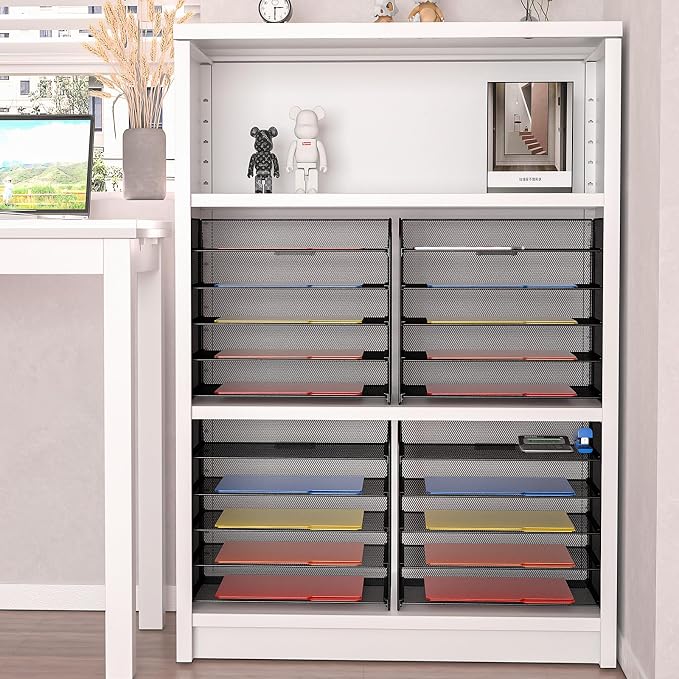 Legal/A4 5 Tier Paper Organizer,Paper Tray Holder for Desk,Letter Size File Holder/Sorter,File Folders Shelf Organizer for Office,School,Home,Solid Steel,Mesh,Sturdy,Leakproof,Large Capacity - Image 6