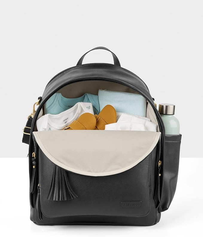 Skip Hop Diaper Bag Backpack: Greenwich Multi-Function Baby Travel Bag with Changing Pad and Stroller Straps, Vegan Leather, Black - Image 7