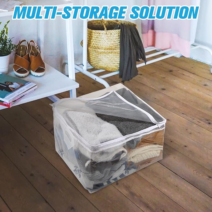 HIBAG 10 Gallon Large Storage Bag for Clothes, Zipper Clothing Storage Bag, Clear Organizer with Reinforced Handles, for Closet and Underbed Storage (2 Pack) - Image 6