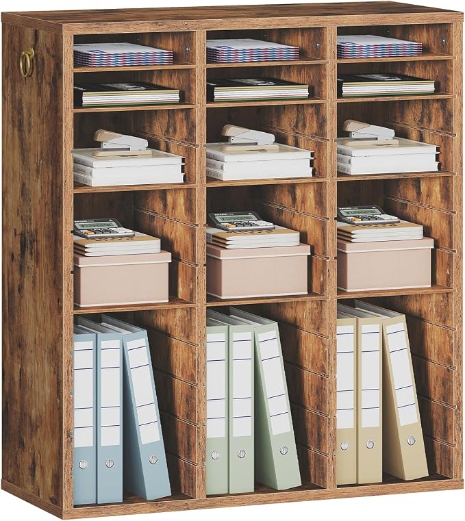 HOOBRO Literature Organizer, 36Compartments Wooden Mail Organizer, Countertop Literature Sorter with Adjustable Shelves for Home, Office, School, Student Mailbox for Classroom, Rustic Brown FG123WF01 - Image 9