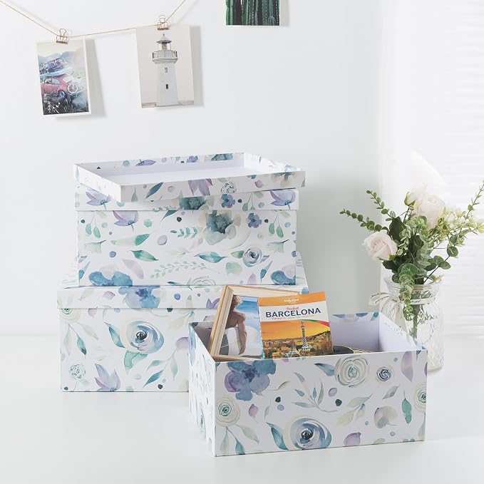 Soul & Lane - Handpicked Bouquet Floral Storage Boxes with Lids, Set of 3 | Large Nesting Cardboard Keepsake Boxes for Memories, Photos and Gifts, Pretty Containers for Home Decor and Organizing - Image 7