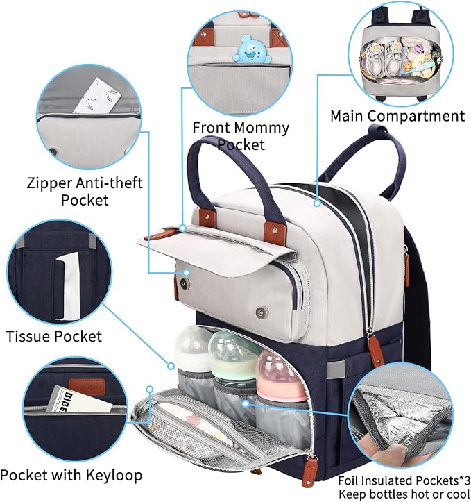 Legestori Diaper Bag Backpack, Baby Boy Diaper Bag, Unisex Large Baby Bag for Mom, Waterproof Baby Essentials Travel Diaper Backpack with Insulated Pockets and Stroller Straps - Image 3