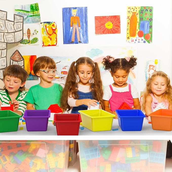 12 Pcs Plastic Small Cubby Bins Books Bins Toy Storage Bins Classroom Storage Organizer Containers for Office Classroom Home (12) - Image 4