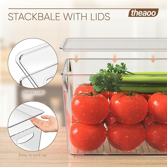 theaoo Large Clear Storage Bins with Lids, Stackable Containers, 6 Pack | Pantry Organization And Storage For Kitchen, Fridge, Garage And Cabinets. Clear Design Keeps Items Organized - Image 7