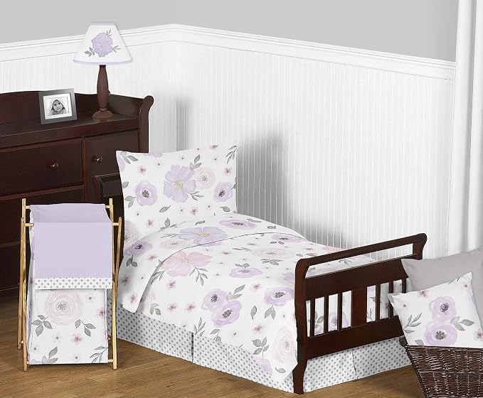 Sweet Jojo Designs Lavender Purple, Pink, Grey and White Organizer Storage Bins for Watercolor Floral Collection - Set of 2 - Rose Flower - Image 5