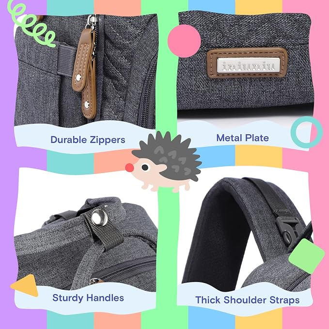 iniuniu Baby Diaper Bag Backpack, 4 in 1 kit Large Capacity Travel Backpack | Waterproof Backpack for Moms Dads,Travel Backpack with Pouch,Washable Changing Pad, Baby Essentials - Image 3