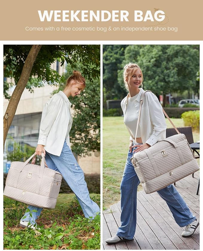 LOVEVOOK Large Travel Duffle Bag, Weekender Bags for Women With Shoe Compartment, Overnight Hospital Bag For Women Labor Delivery, Carry on Bag Personal Item Travel Bag, Yoga Gym Duffel Bag - Image 9