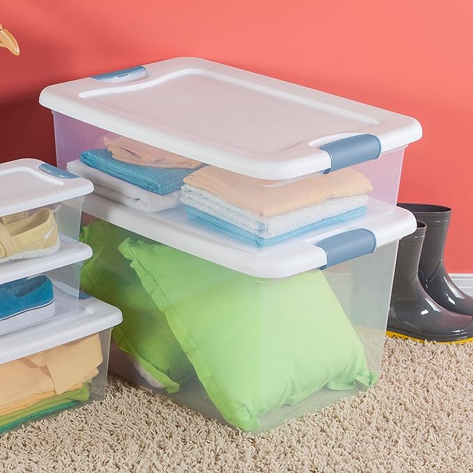 Sterilite Latching Box with Lids for Home and Office, 32 Quart, 12-Pack | Heavy-Duty and Stackable Plastic Containers with Latches for Closet, Cabinet, Bedroom, Bathroom and Dorm Room Organization - Image 5