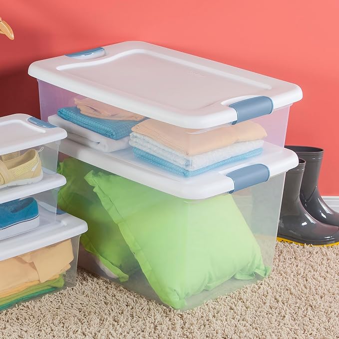 Sterilite Latching Box with Lids for Home and Office, 32 Quart, 18-Pack | Heavy-Duty and Stackable Plastic Containers with Latches for Closet, Cabinet, Bedroom, Bathroom and Dorm Room Organization - Image 5