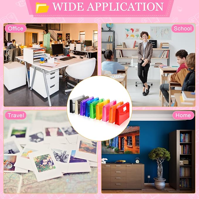 Epakh 27 Pack Plastic Expanding File Folders Expandable File Folder with Snap Closure for Document Transparent Waterproof Document Organizer Holder for School Office Home (Bright Color) - Image 7