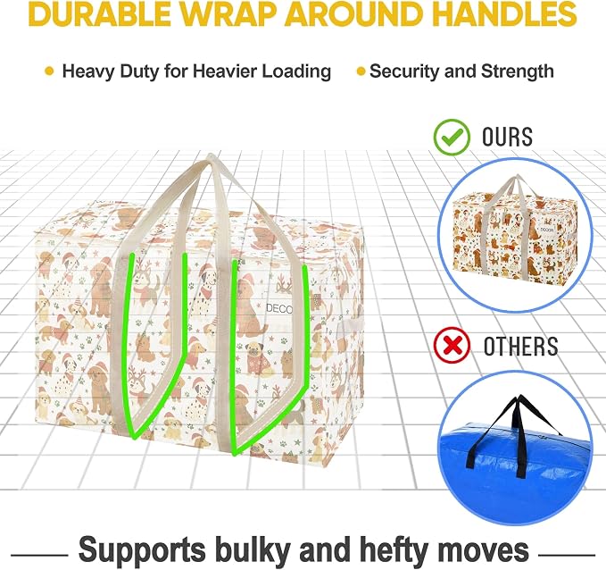 VENO 4 Pack Heavy Duty Moving Bags, Extra Large Storage Bags with Reinforced Handles & Strong Zippers, Foldable & Reusable Moving Box Alternative for Clothes & Dorm Storage - Image 5