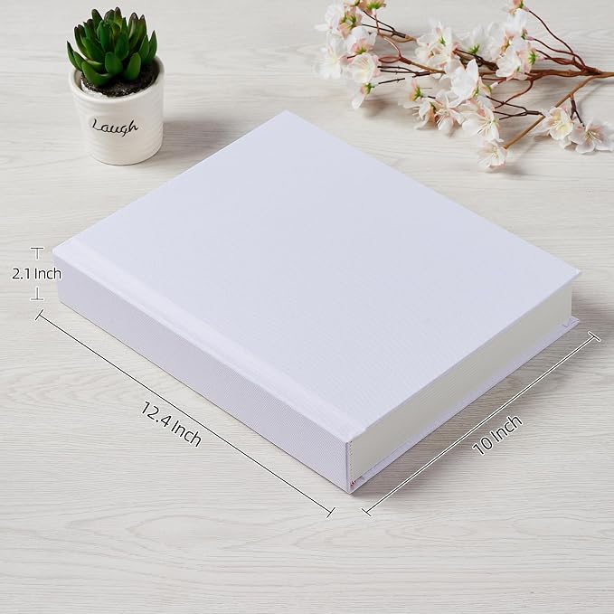 Pssoss 8x10 Photo Album with Writing Space, Linen Cover, 30 Photos, White | High-GSM writable pages with easy slip-in pockets for weddings, baby photos, family memories, travel, and anniversaries. - Image 2