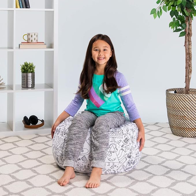 Posh Stuffable Kids Stuffed Animal Storage Bean Bag Chair Cover - Childrens Toy Organizer, Medium 27" - Fun Coloring Fabric - Image 5