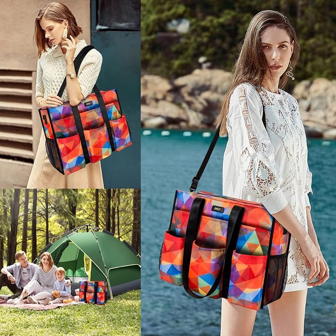 IBFUN Utility Tote Bag with 24 Pockets, Large Teacher Travel Tote for Women | Large Work Tote Bag 2pcs with Zipper for Travel Daily School Teacher Nurse, Large Lightweight Laptop Shoulder Bag Handbag - Image 7